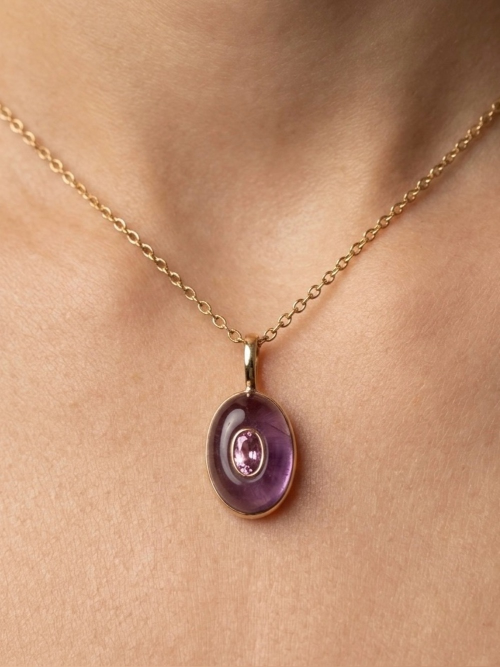Gold and Purple Pendant Necklace